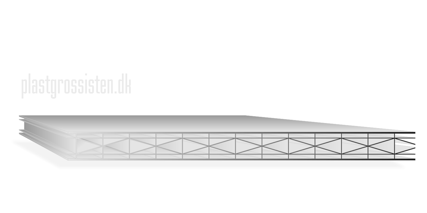 16 mm X Kanalplade Klar 200 x 98 cm